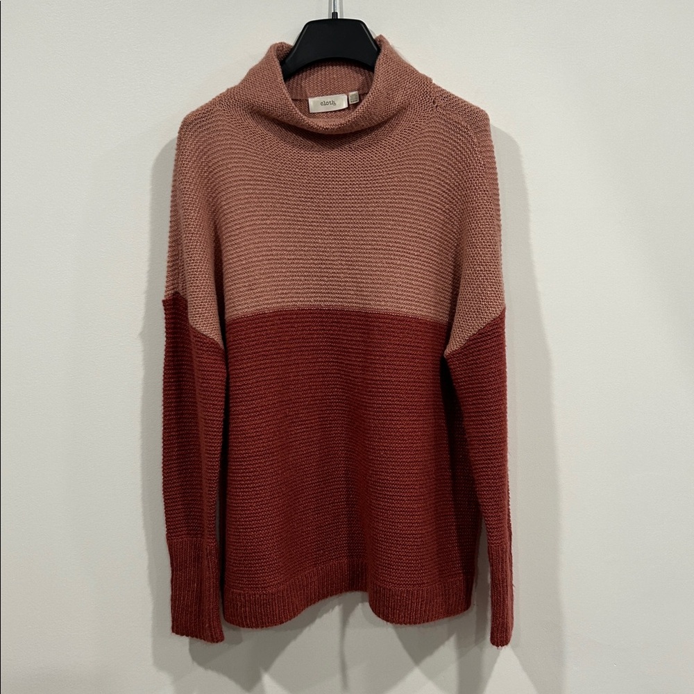 Chic Two-Tone Cowl Neck Sweater